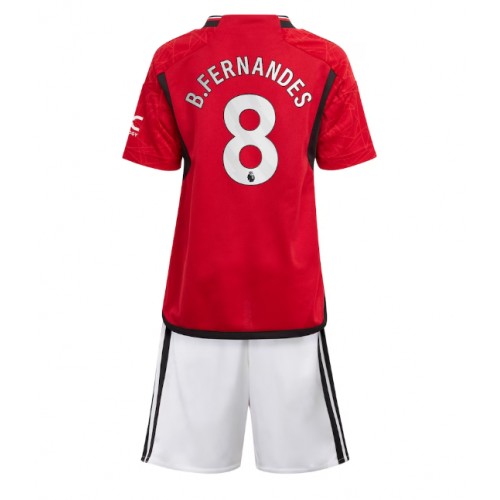 Fotballdrakt Barn Manchester United Bruno Fernandes #8 Hjemmedraktsett 2023-24 Kortermet (+ Korte bukser)